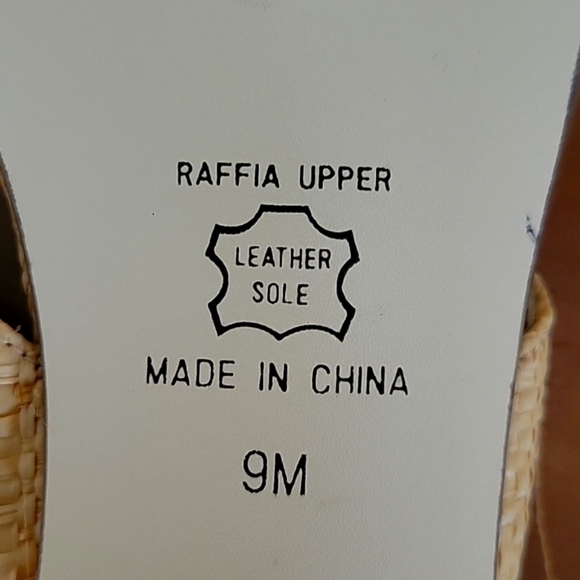 SAM&LIBBY RAFFIA STRAW/LEATHER SOLE VINTAGE SANDALS 9M - Picture 5 of 8
